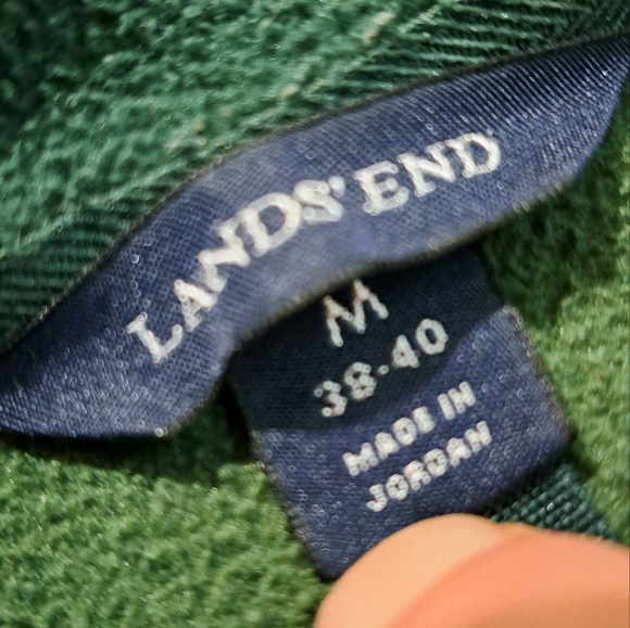 LANDS END MEN'S SIZE MEDIUM GREEN LONG SLEEVE SIDE ZIP POCKET FLEECE JACKET - Picture 5 of 5
